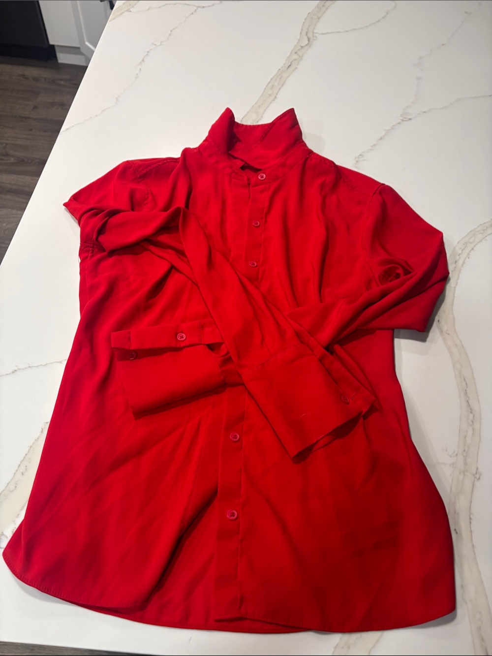 Express Men's Bright Red Button-Up Dress Shirt